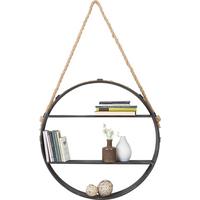 NÁSTĚNNÝ REGÁL MALIK - šedá/hnědá, Lifestyle, kov (59/95/11cm)