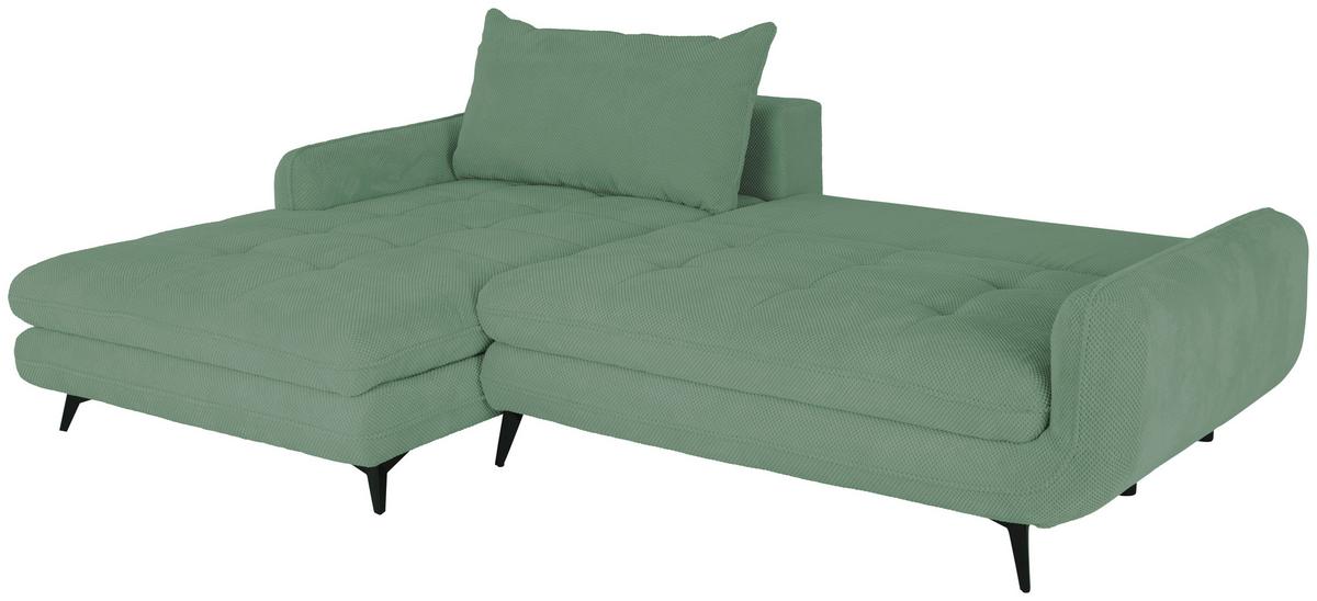 Sedací souprava WAVE - černá/mátově zelená, Moderní, kov/dřevo (189/266cm)