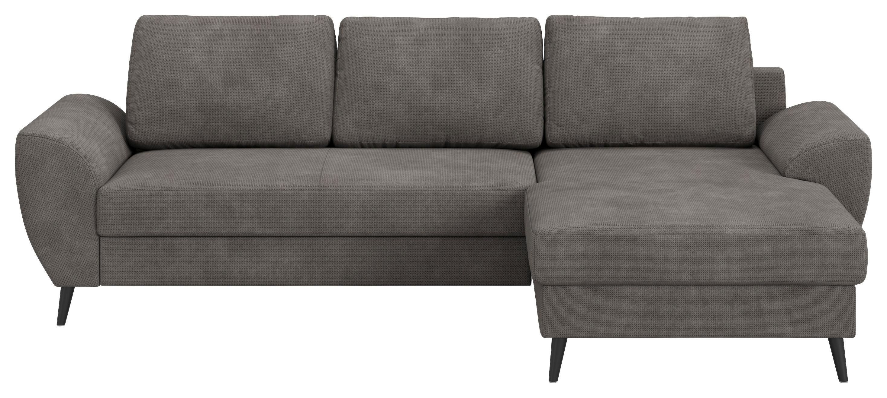 Ecksofa mit Bettfunktion Terra Chenille grau, B: 255cm - Schwarz/Grau, Trend, Textil (255/154cm) - MID.YOU