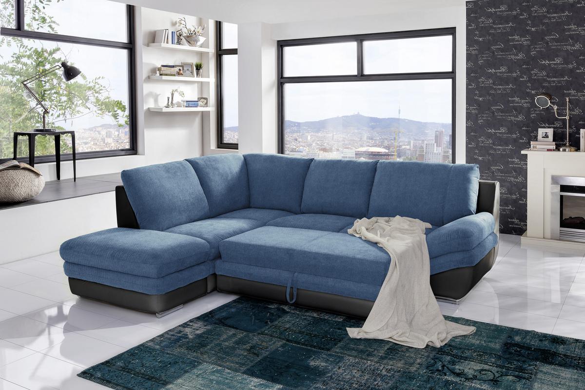 Wohnlandschaft In L-Form Nardo 221x264 cm - Chromfarben/Blau, MODERN, Textil (221/264cm) - MID.YOU