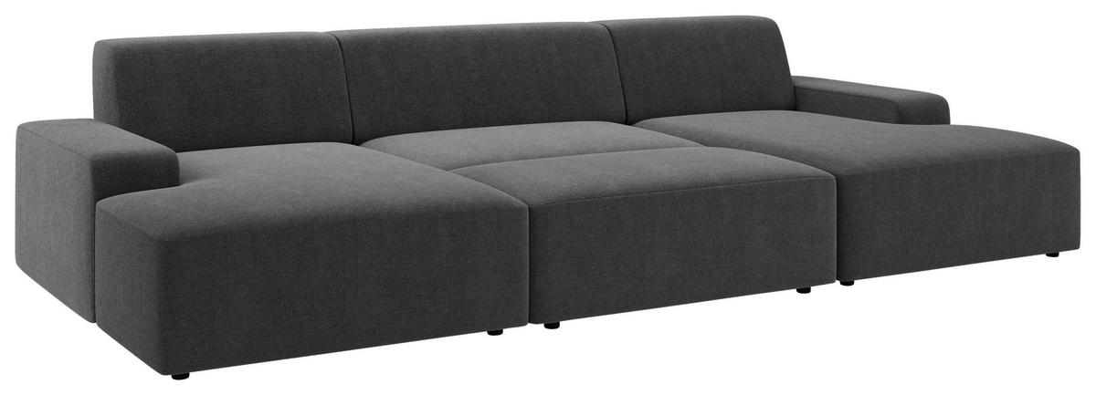Hocker Wien, Anthrazit B: 112 cm - Anthrazit/Schwarz, MODERN, Textil (112/44/66cm) - Trendmanufaktur