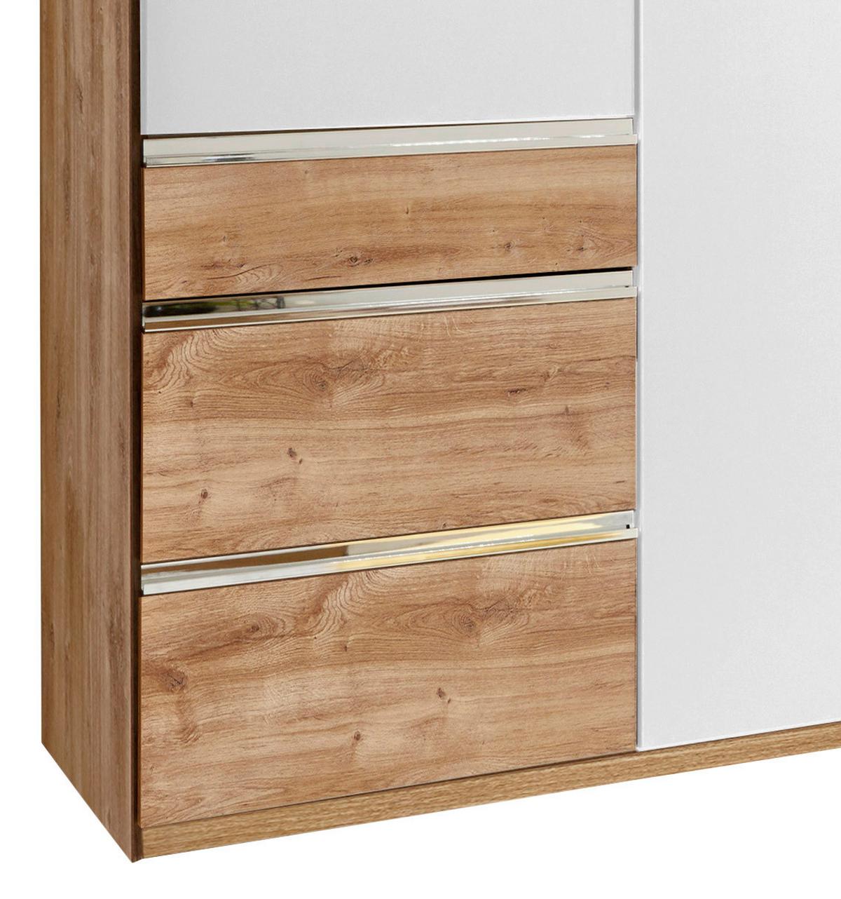 Drehtürenschrank M. Schubladen 300cm Level 36a, Weiß/eiche - Eichefarben/Weiß, MODERN, Holzwerkstoff (300/216/58cm) - MID.YOU