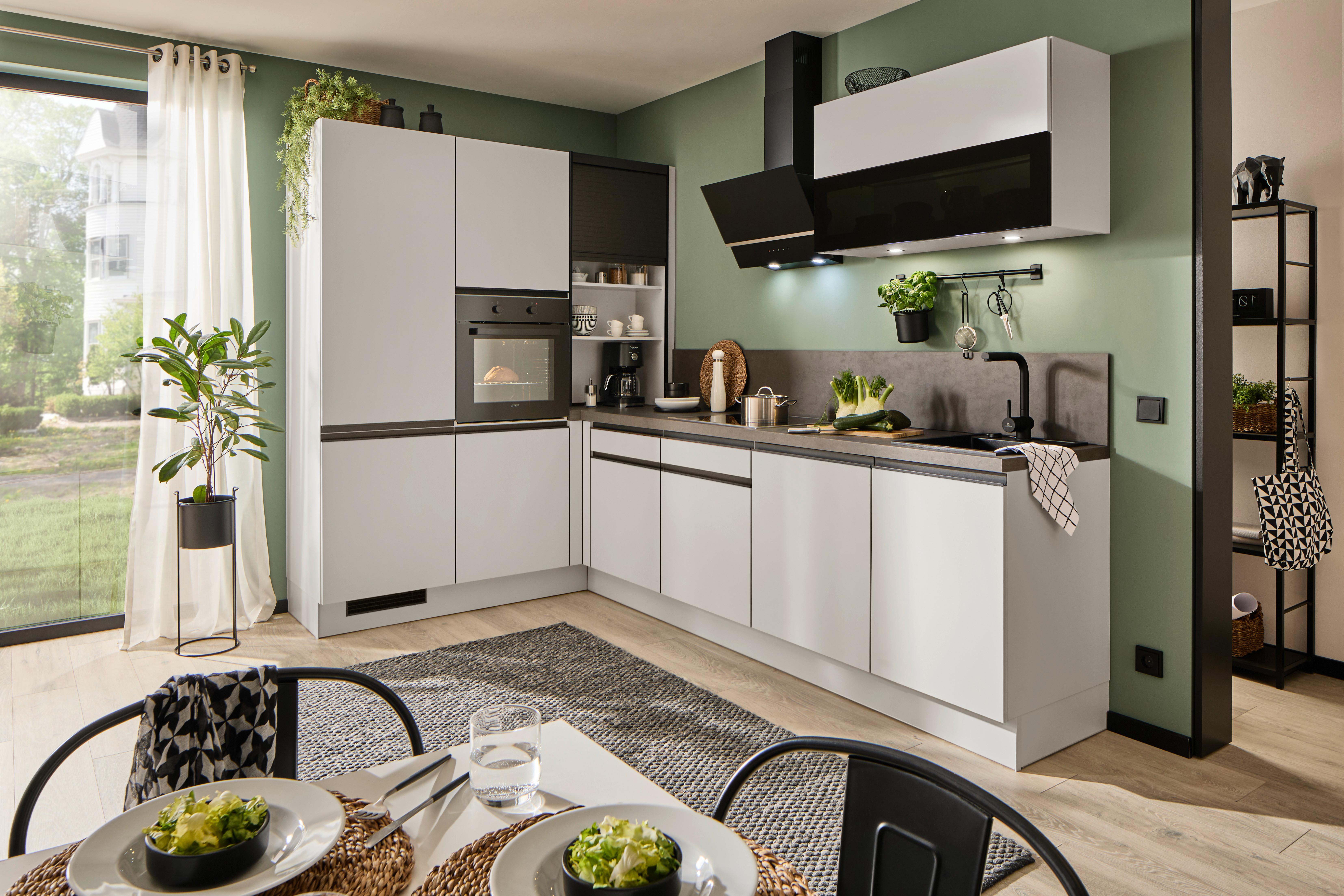 Eckküche Ip3150 - Dunkelbraun/Hellgrau, Design, Holzwerkstoff (185/295,2cm) - Impuls