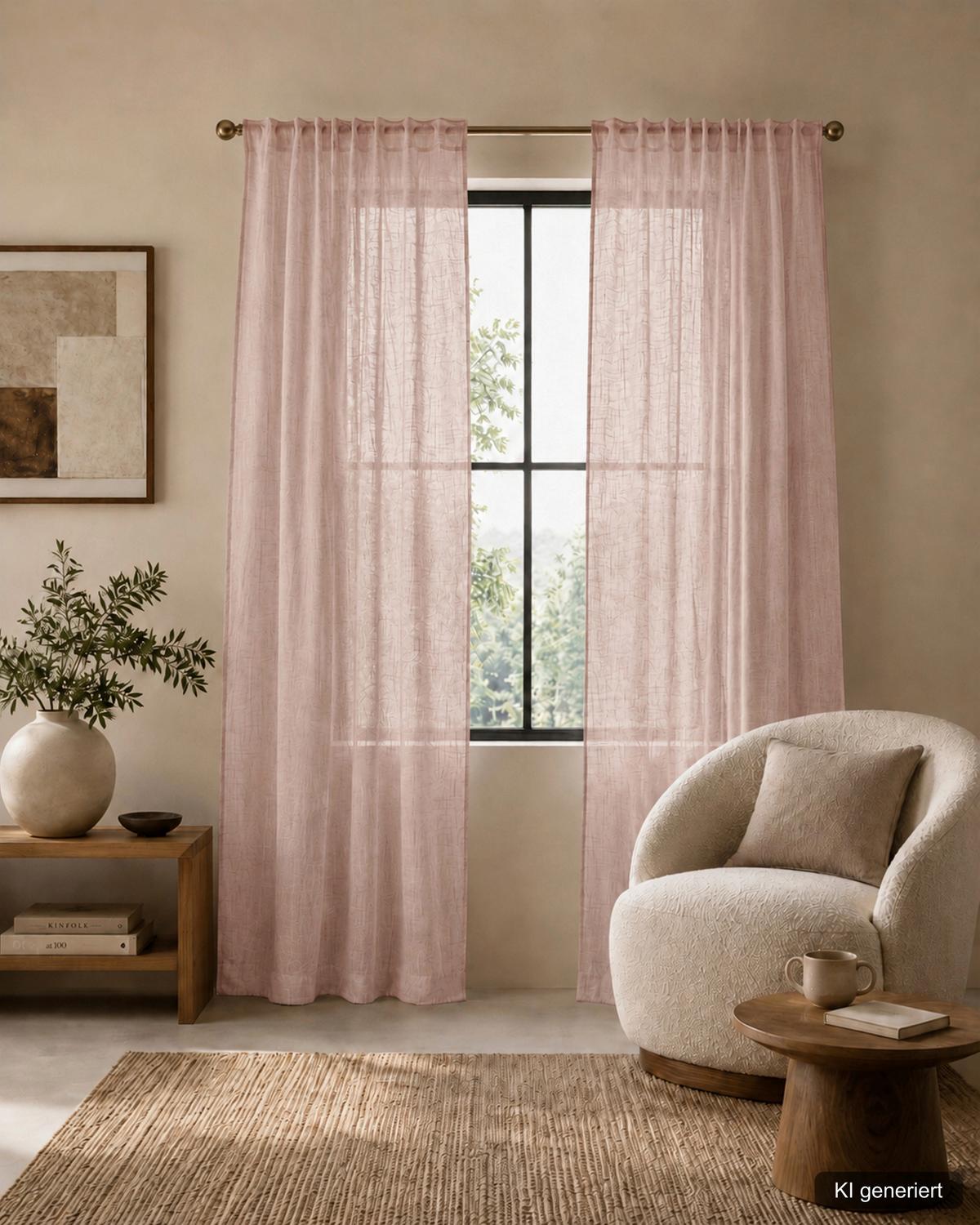 FERTIGVORHANG SOFTY 2ER SET - Rosa, Basics, Textil (140/225cm)