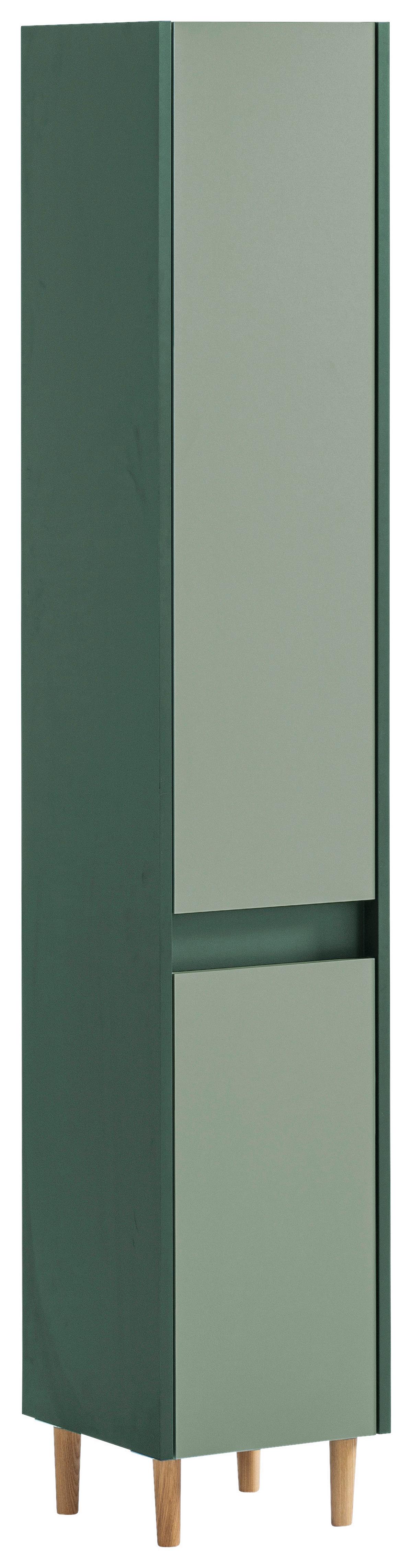 Badezimmer Hochschrank Lovis H 300 30,2x170 cm Dunkelgrün - Dunkelgrün/Eschefarben, MODERN, Holzwerkstoff (30,2/170,0/33,0cm) - MID.YOU