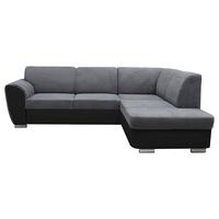 Ecksofa mit Bettkasten Doris Rücken Echt Grau/Schwarz - Silberfarben/Schwarz, Design, Textil (255/196cm) - MID.YOU