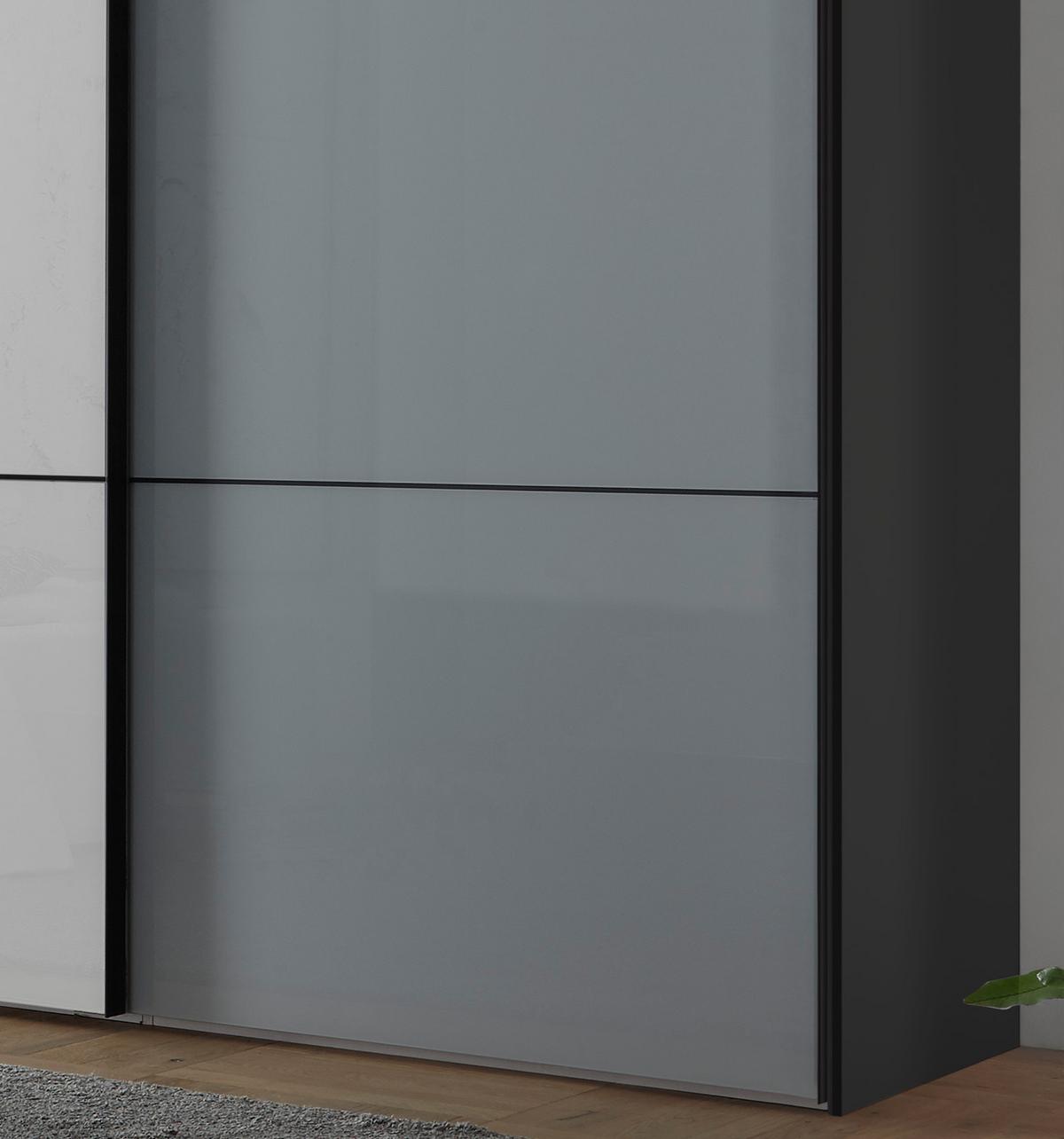 Schwebetürenschrank Glasfront 167 Cm Includo, Hellgrau/weiß - Dunkelgrau/Hellgrau, MODERN, Glas/Holzwerkstoff (167/222/68cm)