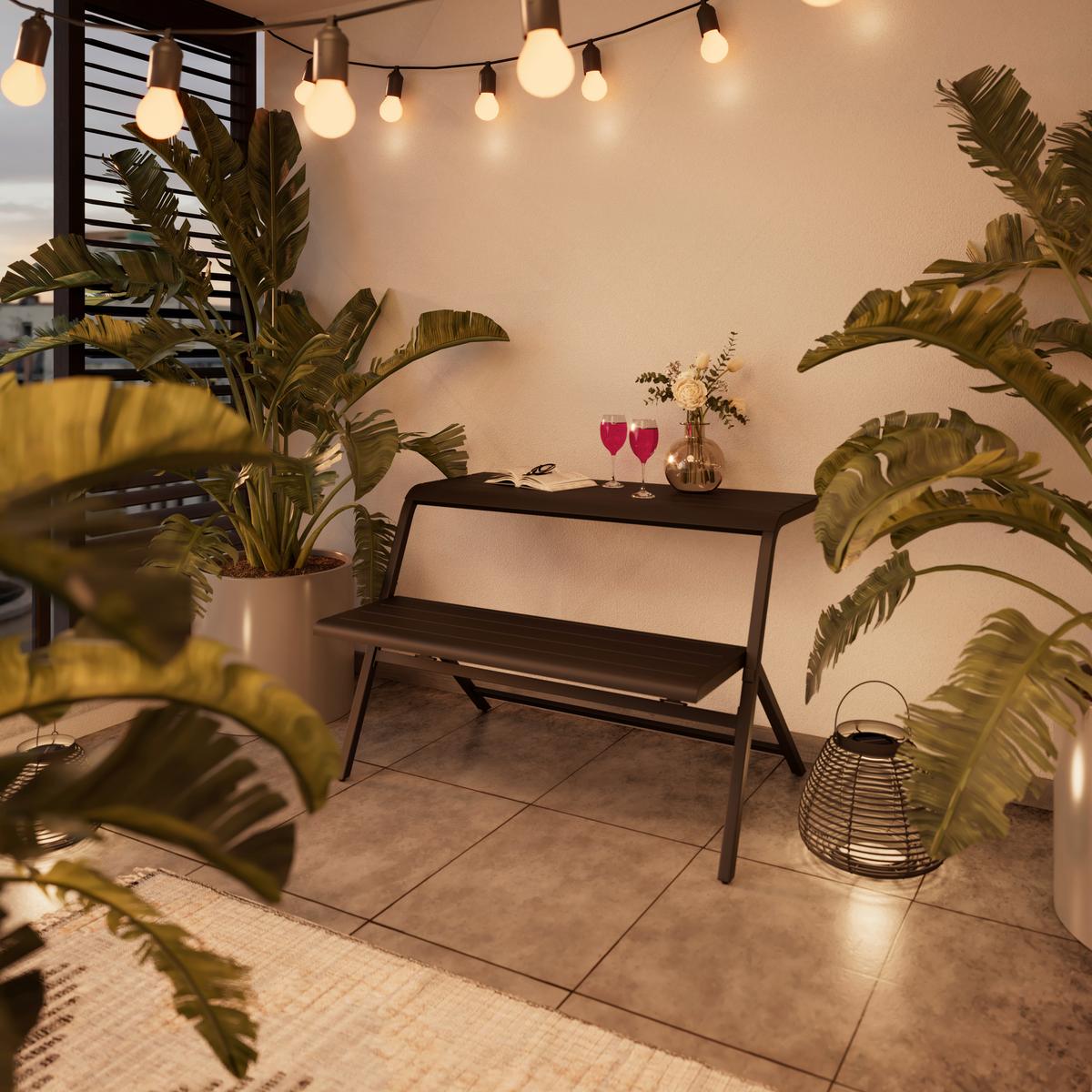 Gartengarnitur Wien - Dunkelgrau, MODERN, Metall (111.5/75/84.5cm) - Beldano