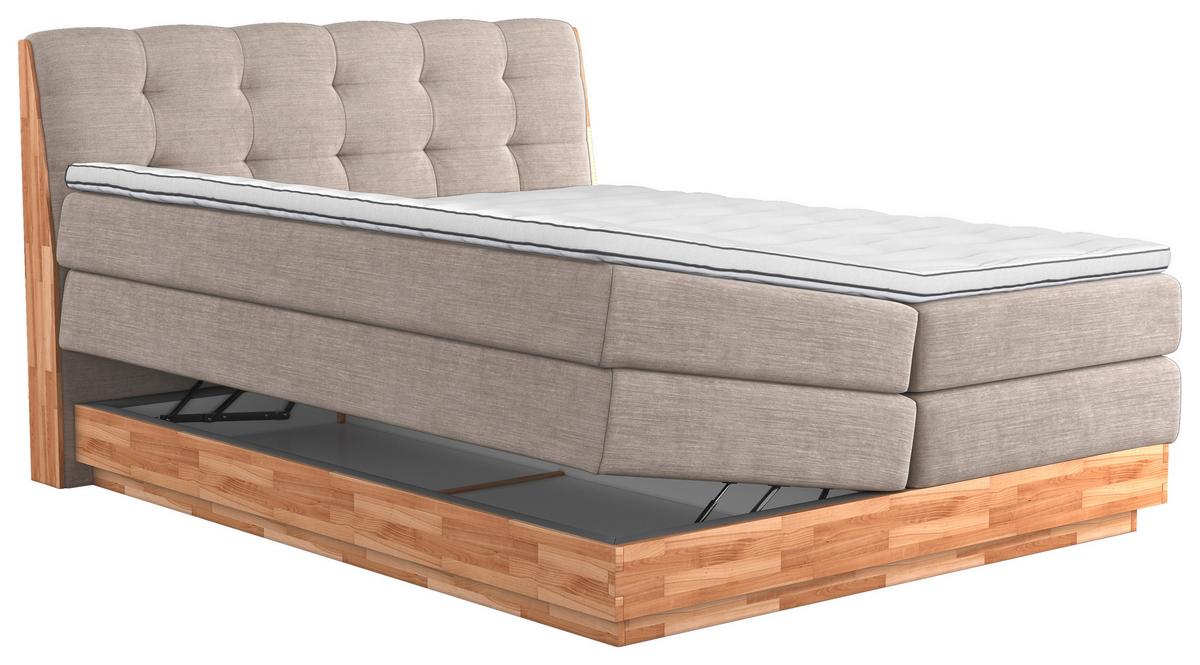 Boxspringbett Boxspring Bed Melissa - Creme/Schwarz, Natur, Textil (160/200cm)