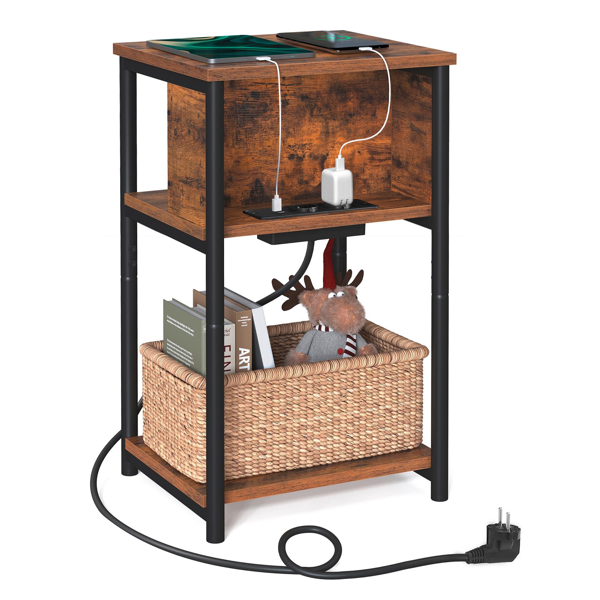 Beistelltisch Braun, Schwarz B: 34 cm - Schwarz/Braun, Trend, Holzwerkstoff/Metall (34/58/30cm) - MID.YOU