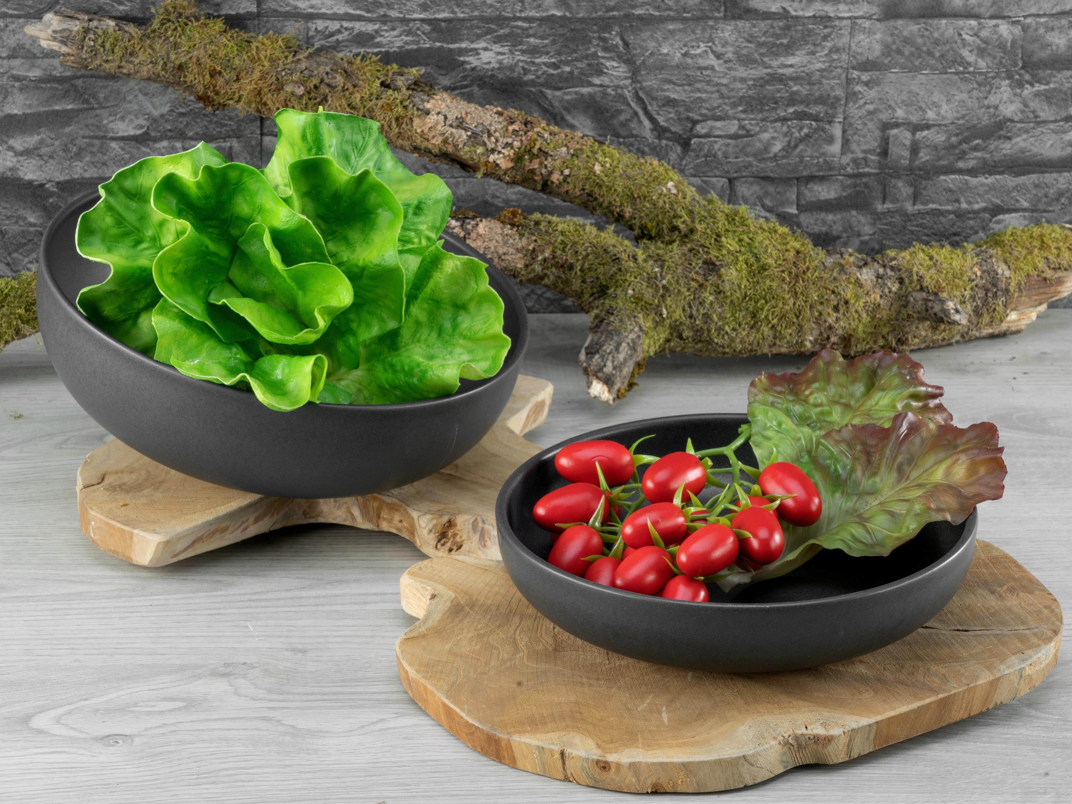 Salatschüssel Keramik Schwarz Uno 2--Teilig. D: ca. 26/22 cm - Schwarz, Trend, Keramik - Creatable
