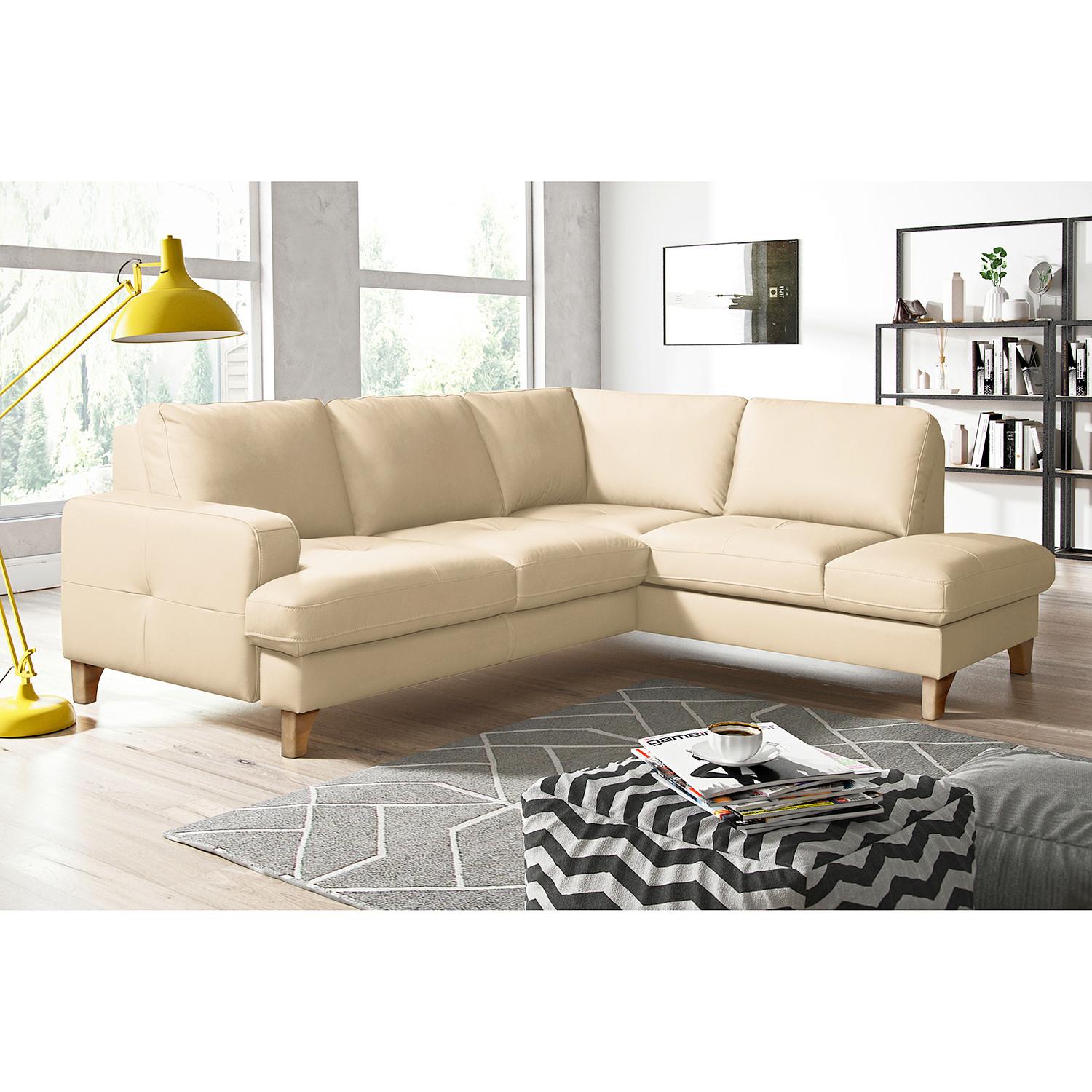 Ecksofa Fargo Beige B: 234x190 Cm - Beige/Buchefarben, Design, Leder/Textil (234/190cm) - Livetastic