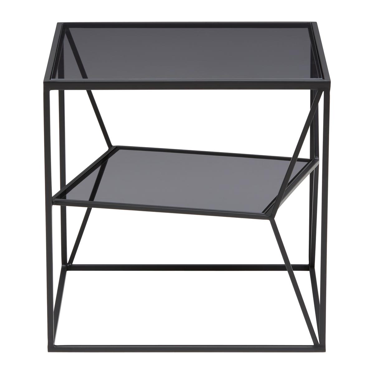 Odkládací stolek ANGEL - šedá/černá, Moderní, kov/sklo (45/45/45cm) - Premium Living