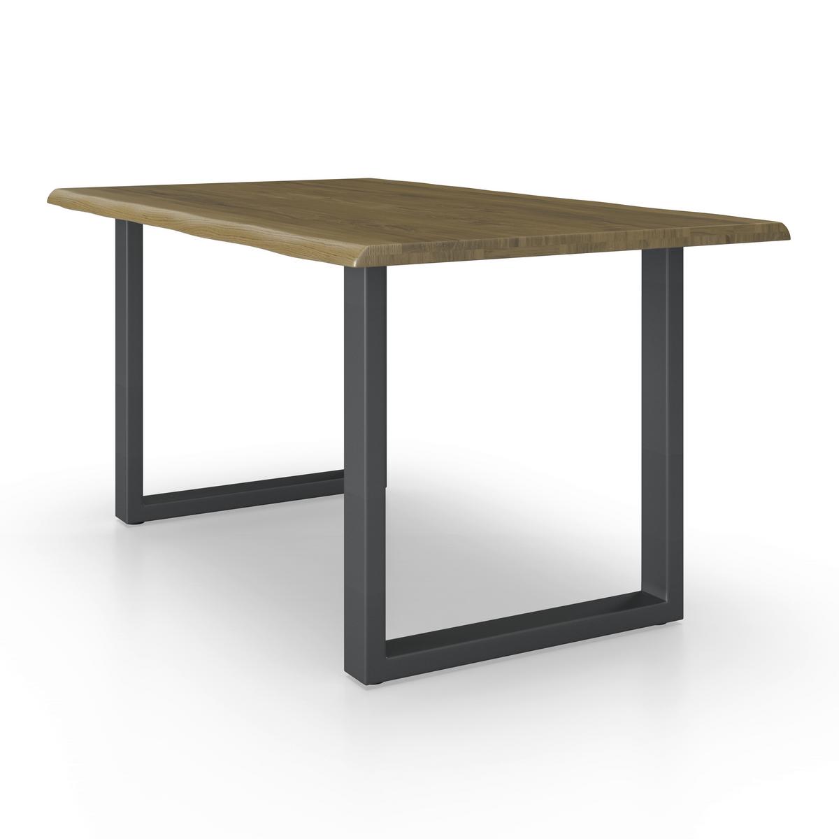 Jedálenský stôl LEN 160x90cm - čierna/farba duba, Modern, kov/drevo (160/90/76cm) - Bessagi Home