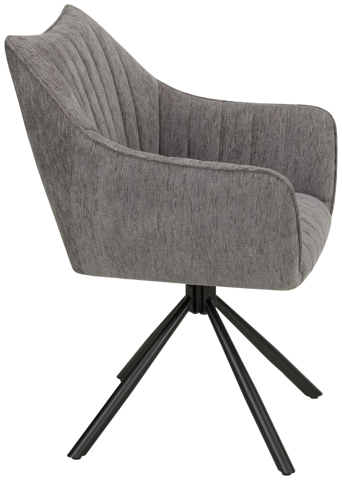 Židle s područkami Trient, šedá - šedá/černá, Moderní, kov/textil (62/87/65cm) - Premium Living