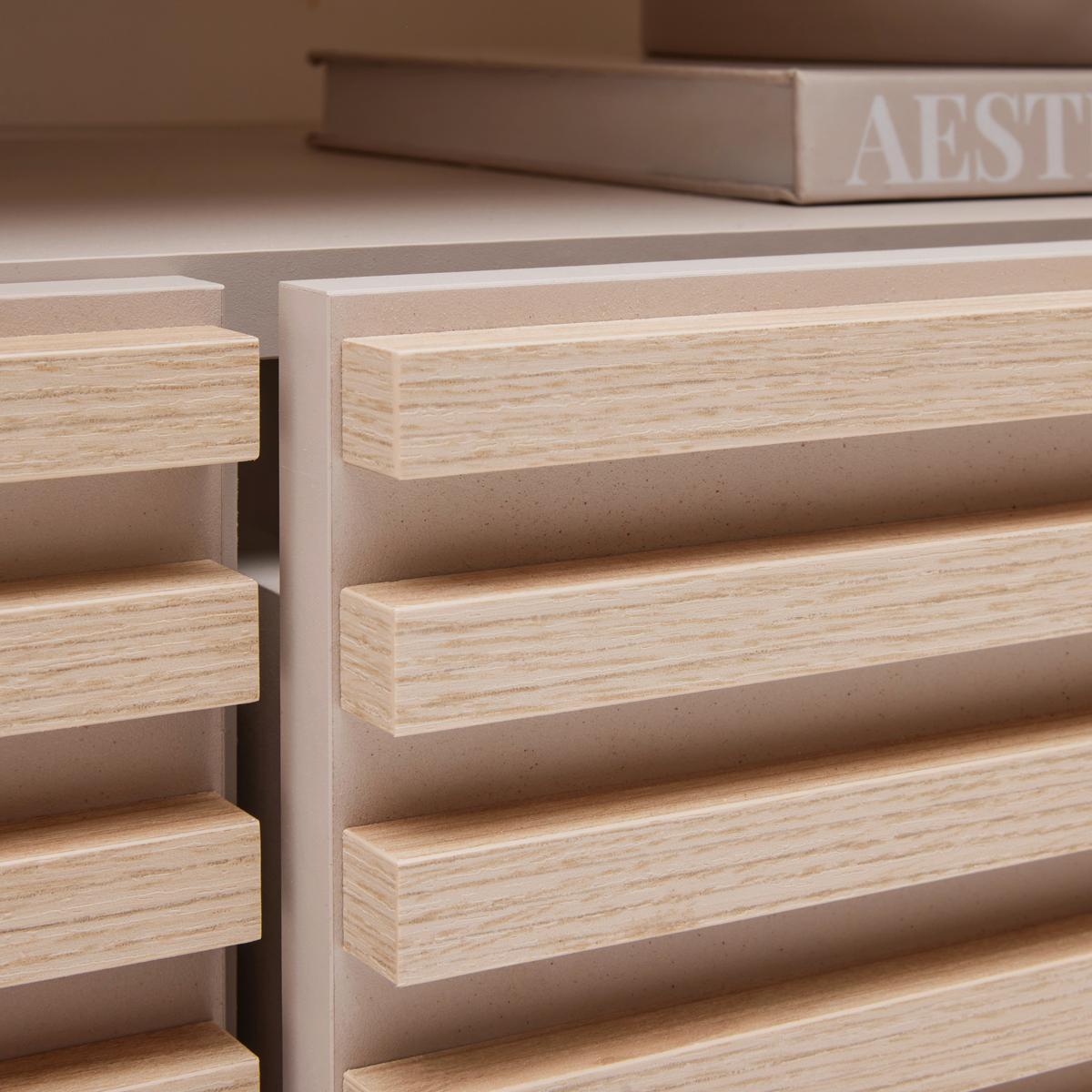 TV komoda GOAL dub Riva /Kašmír - barvy dubu/kašmírová, Moderní, kompozitní dřevo/sklo (179/67/44cm) - Based