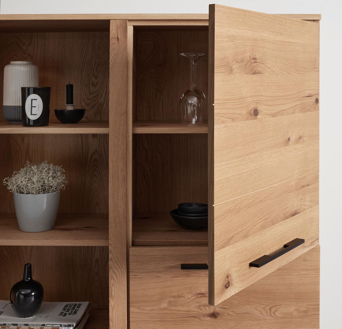 Komoda EMILIO dub - čierna/farba duba, Modern, kov/drevo (115/150/40cm) - Bessagi Home