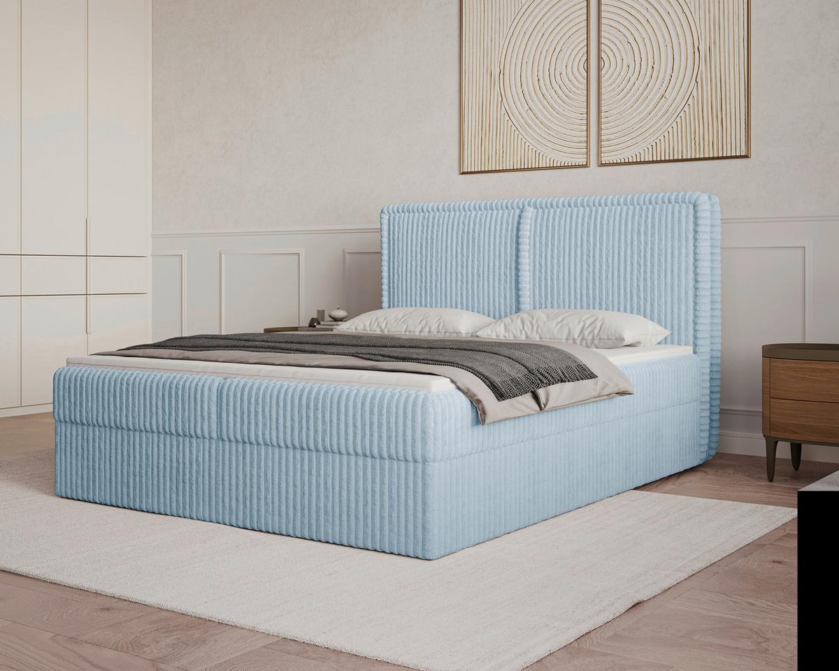 Boxbett Barcelona LF: 180x200 Blau - Blau/Schwarz, MODERN, Holz/Kunststoff (180/200cm) - Livetastic