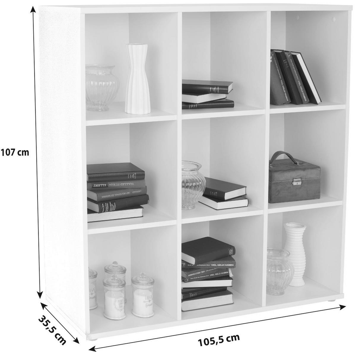 Regal Carlo CLR02 B 105,5cm, Eiche Dekor - Eichefarben/Grau, MODERN, Holzwerkstoff (105,5/107,3/35,5cm)