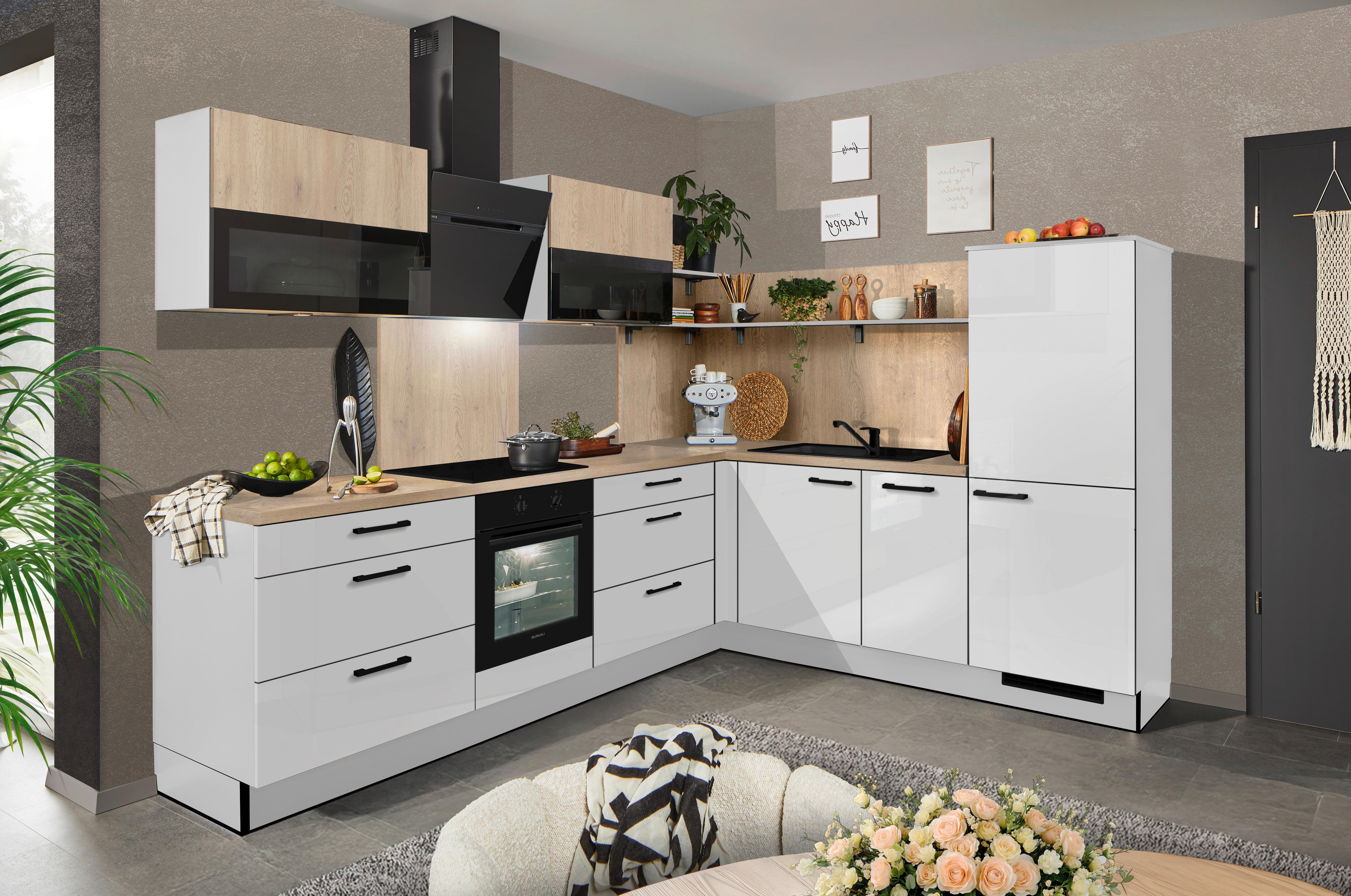 Eckküche Pn215/pn100 - Eichefarben/Hellgrau, MODERN, Holzwerkstoff (285/230cm) - Pino