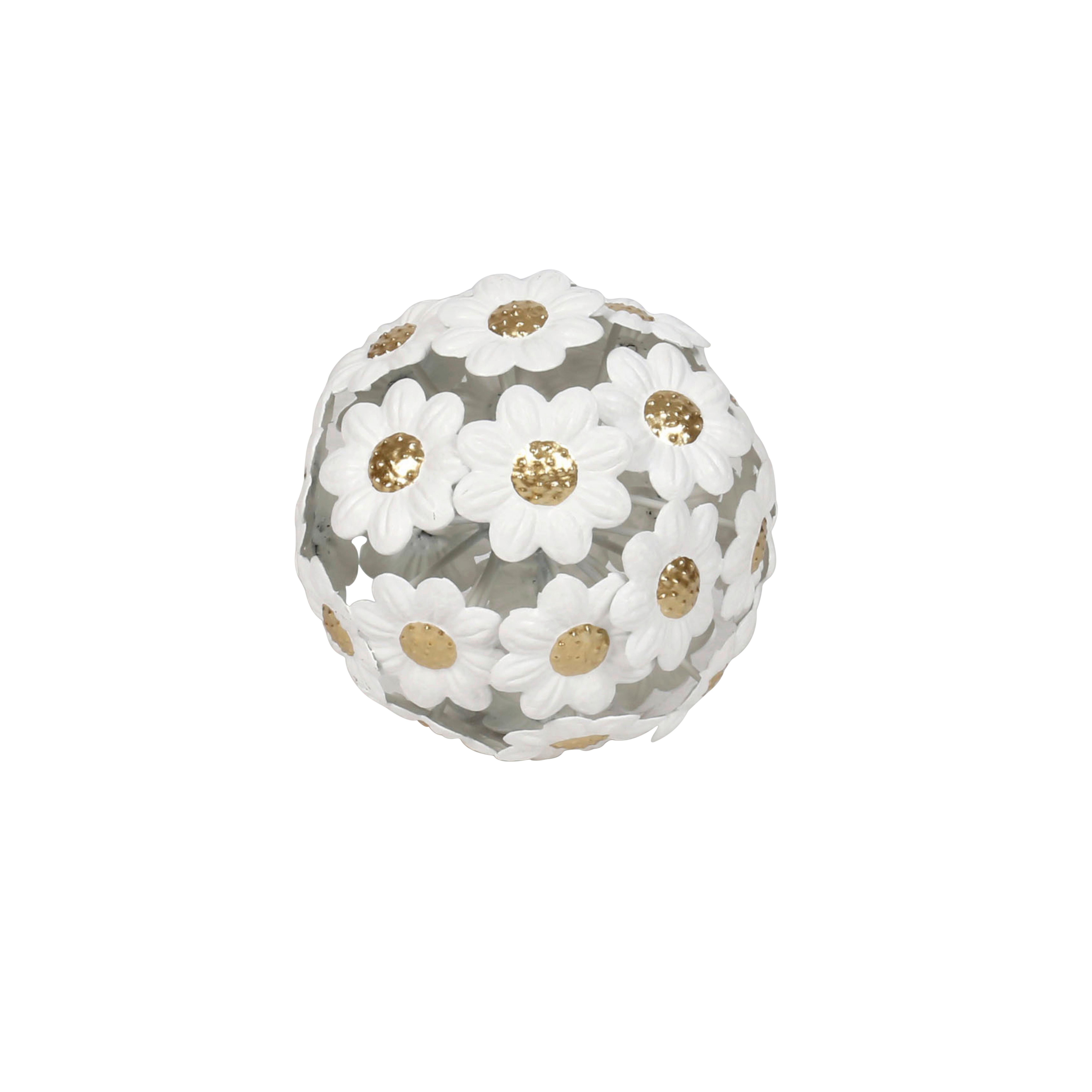 Dekokugel Sarah - Goldfarben/Weiß, KONVENTIONELL, Metall (16/16cm) - Luca Bessoni