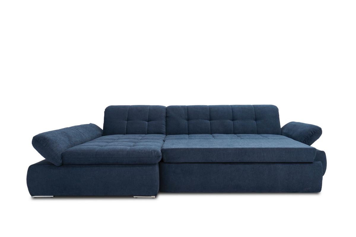 Ecksofa Mit Schlaffunktion Moric Dunkelblau Mikrofaser - Chromfarben/Dunkelblau, KONVENTIONELL, Textil (172/300cm) - MID.YOU