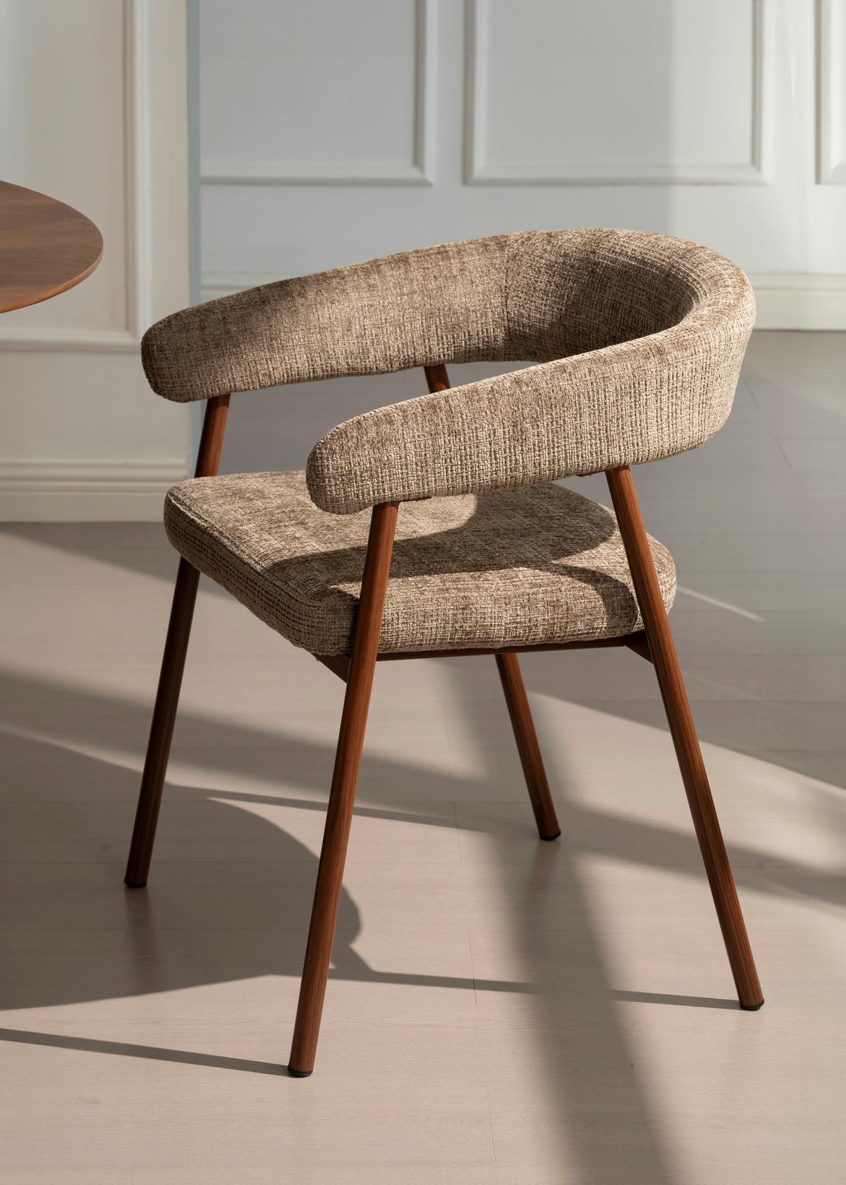 Armlehnstuhl Flora Braun/Walnussfarben B: 56 cm - Walnussfarben/Braun, MODERN, Holz/Textil (56/77/58cm) - Livetastic
