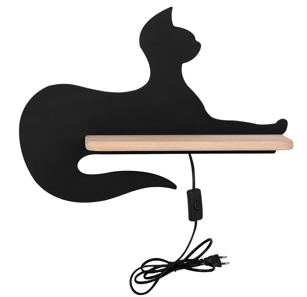 Kinderwandleuchte 21-26002 Cat - Schwarz, Basics, Holz/Holzwerkstoff (36/12/26cm)