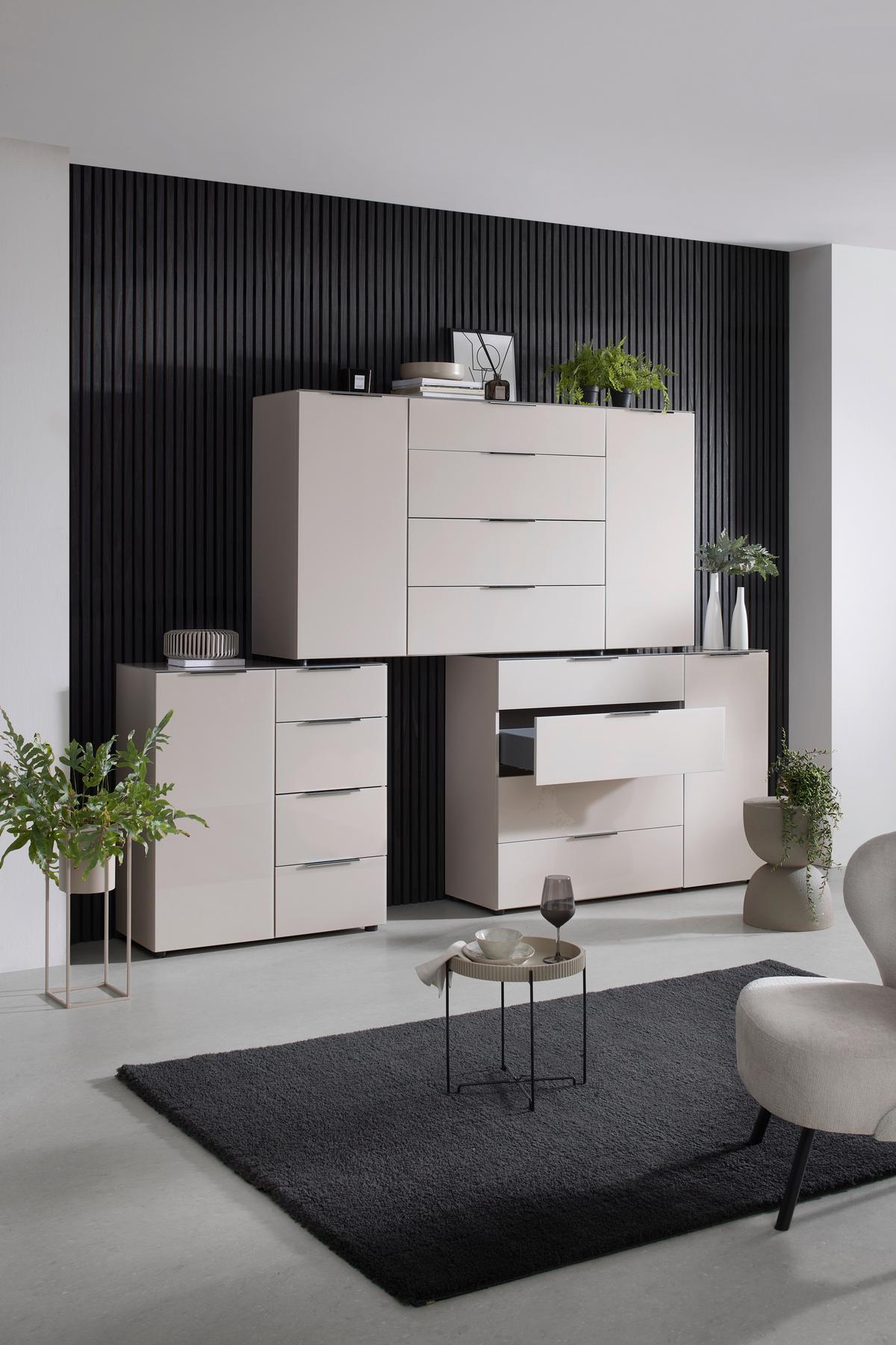 KOMODA SIENA -EXKLUSIV- - černá/kašmírová, Moderní, kov/kompozitní dřevo (90/99/40cm) - Mömax