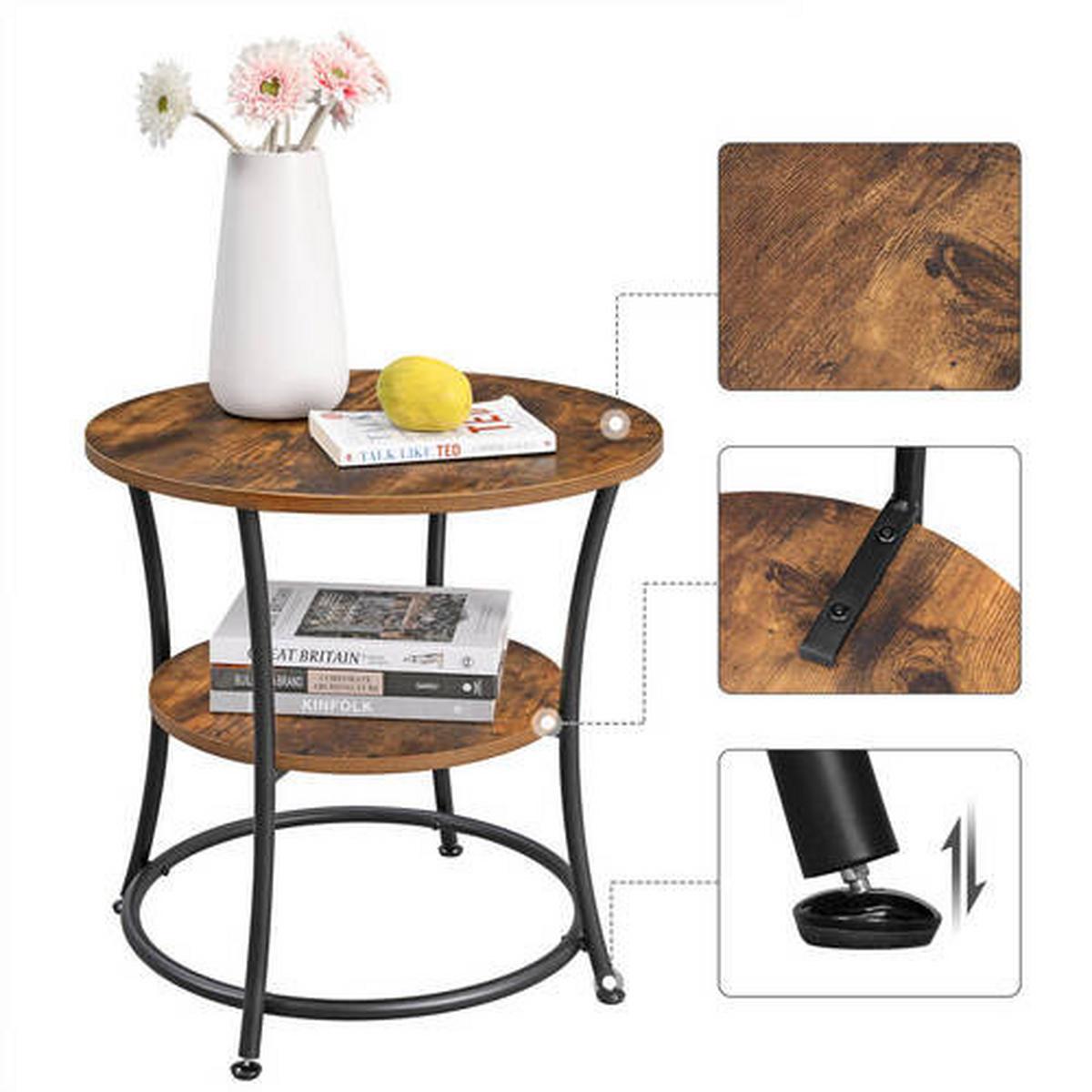 Beistelltisch Rund Mit Ablagefach, Braun ,schwarz - Schwarz/Braun, Trend, Holzwerkstoff/Metall (55/55/55cm) - Boxxx
