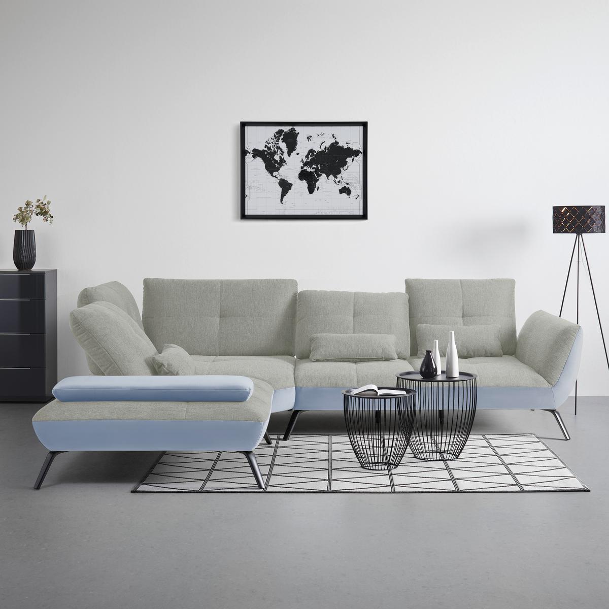 Rohová sedačka TRENDY, levá, světle šedá / stříbrná - barvy stříbra/černá, Moderní, kov/kompozitní dřevo (250/93/310cm) - Premium Living