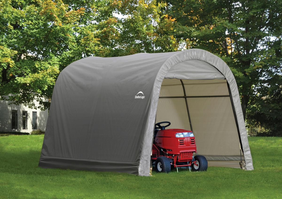 Zeltgarage Shed-In-A-Box 9m² Round Top - Grau, Basics, Kunststoff (300/240/300cm)