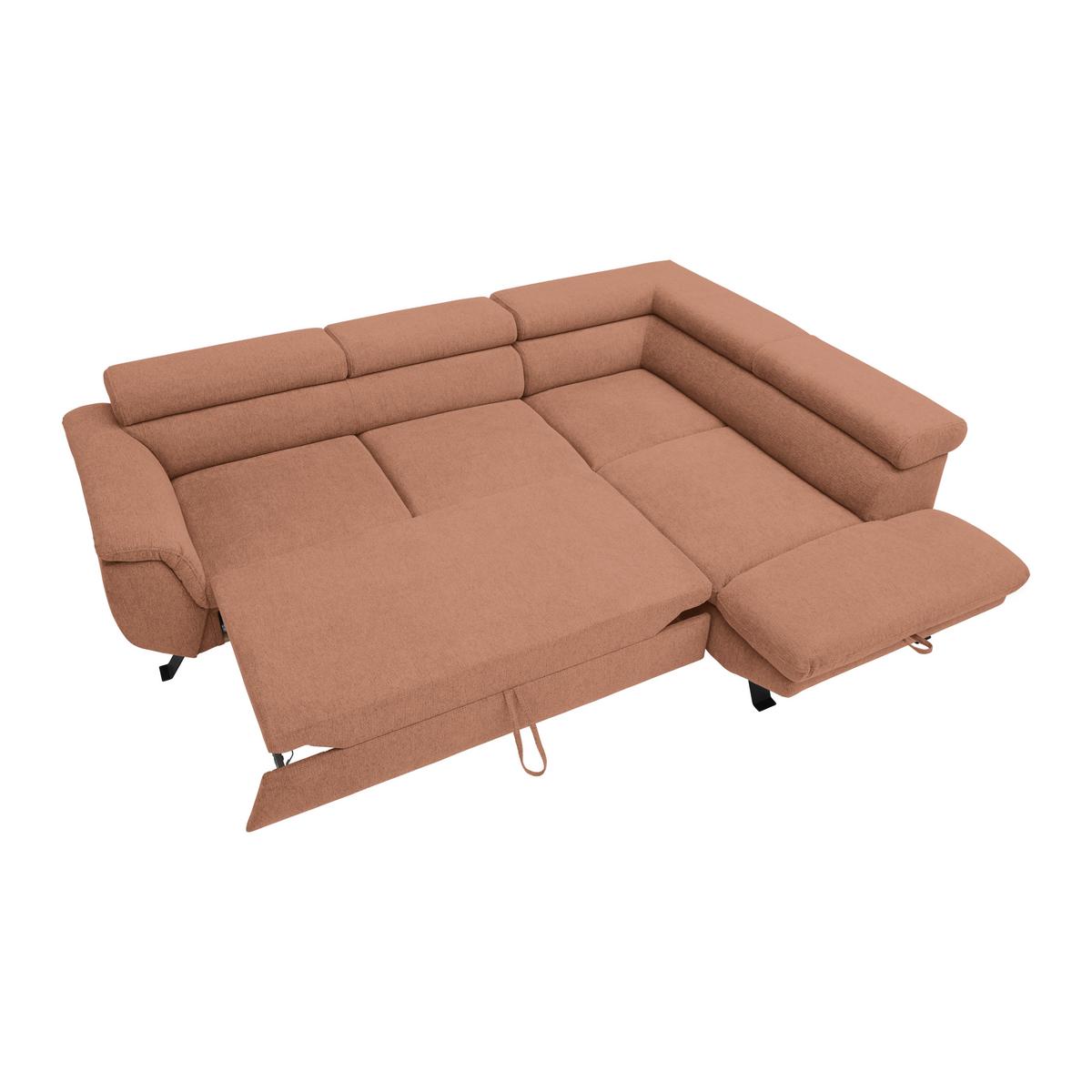 Rohová sedačka RAVEN, pravá, marhuľová - marhuľová/čierna, Modern, kov/textil (257/198cm) - Mömax