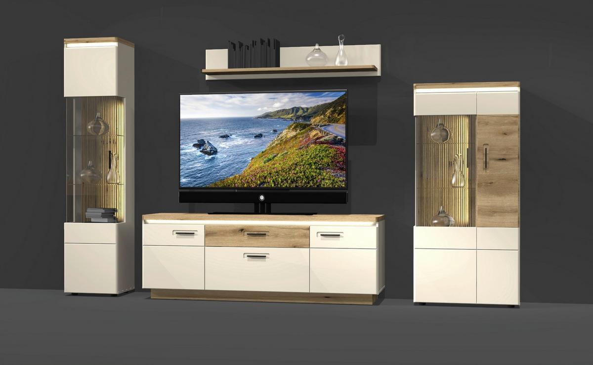 TV-Element Modena Eiche Dekor/Kaschmir B: 180cm - Kaschmir/Eichefarben, Basics, Holzwerkstoff (180/64,4/44,6cm) - Hom`in