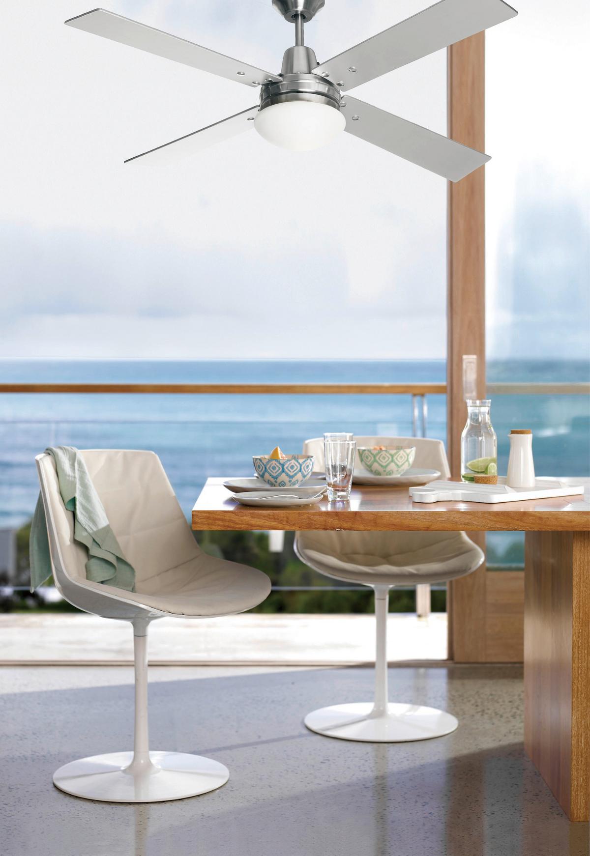 Deckenventilator Airfusion Quest 4-Flügel, Led-Leuchte - Chromfarben/Silberfarben, Basics, Holzwerkstoff/Metall (122/40cm) - P & B