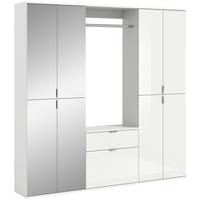 Garderobe Projekt X 3-teilig Weiß B: 183 Cm - Weiß Hochglanz, MODERN, Glas/Holzwerkstoff (183/193/34cm) - MID.YOU