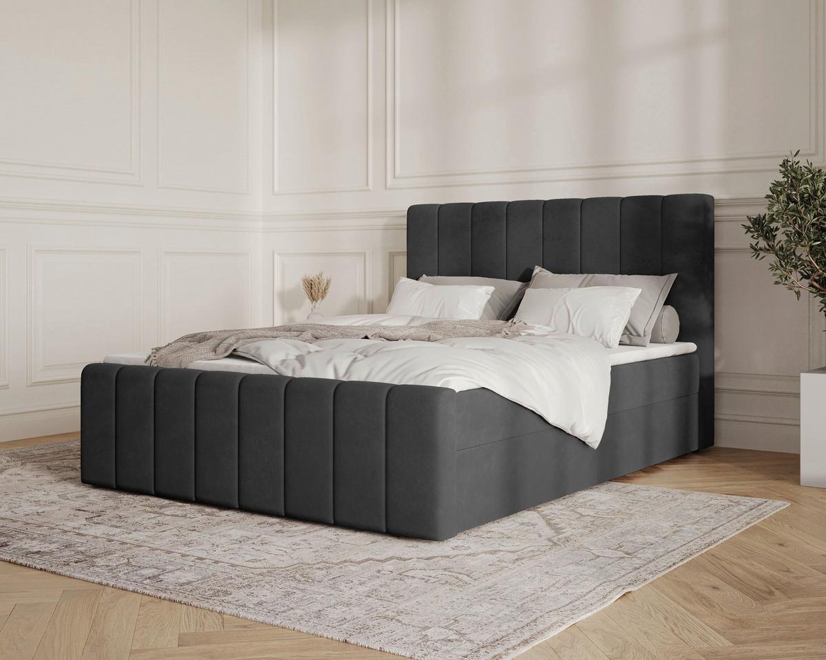 BOXBETT Lila Schwarz 160x200cm - Schwarz, MODERN, Holz/Kunststoff (160/200cm) - MID.YOU