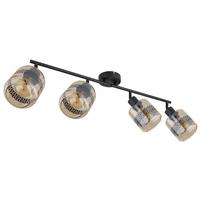 Strahler 4-Flammig verstellbar L: 70,5 cm - Schwarz, Design, Glas/Metall (70,5/11/25cm) - Globo