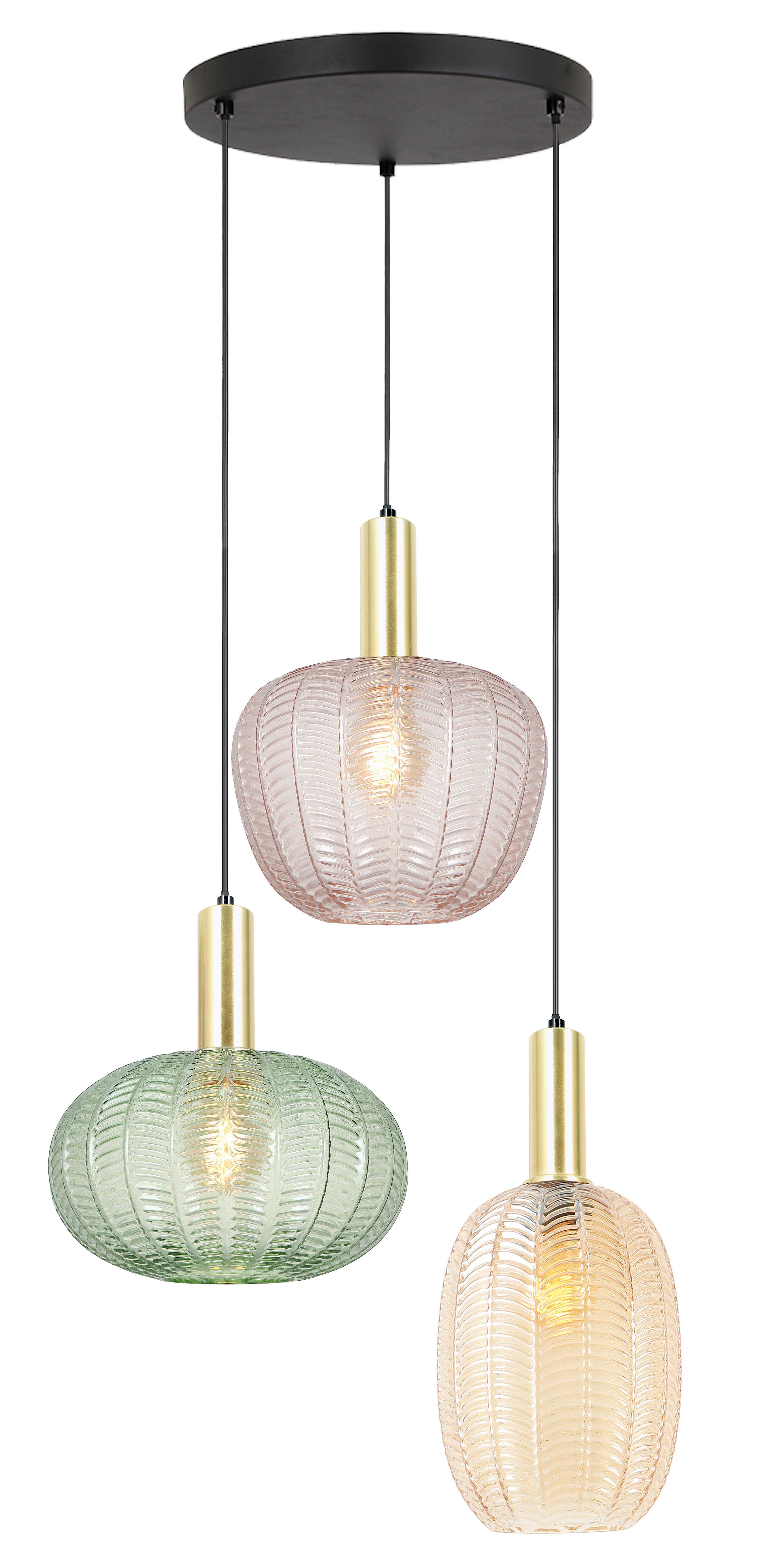 Hängeleuchte Bunti - Pink/Goldfarben, MODERN, Glas/Metall (45/45/120cm)
