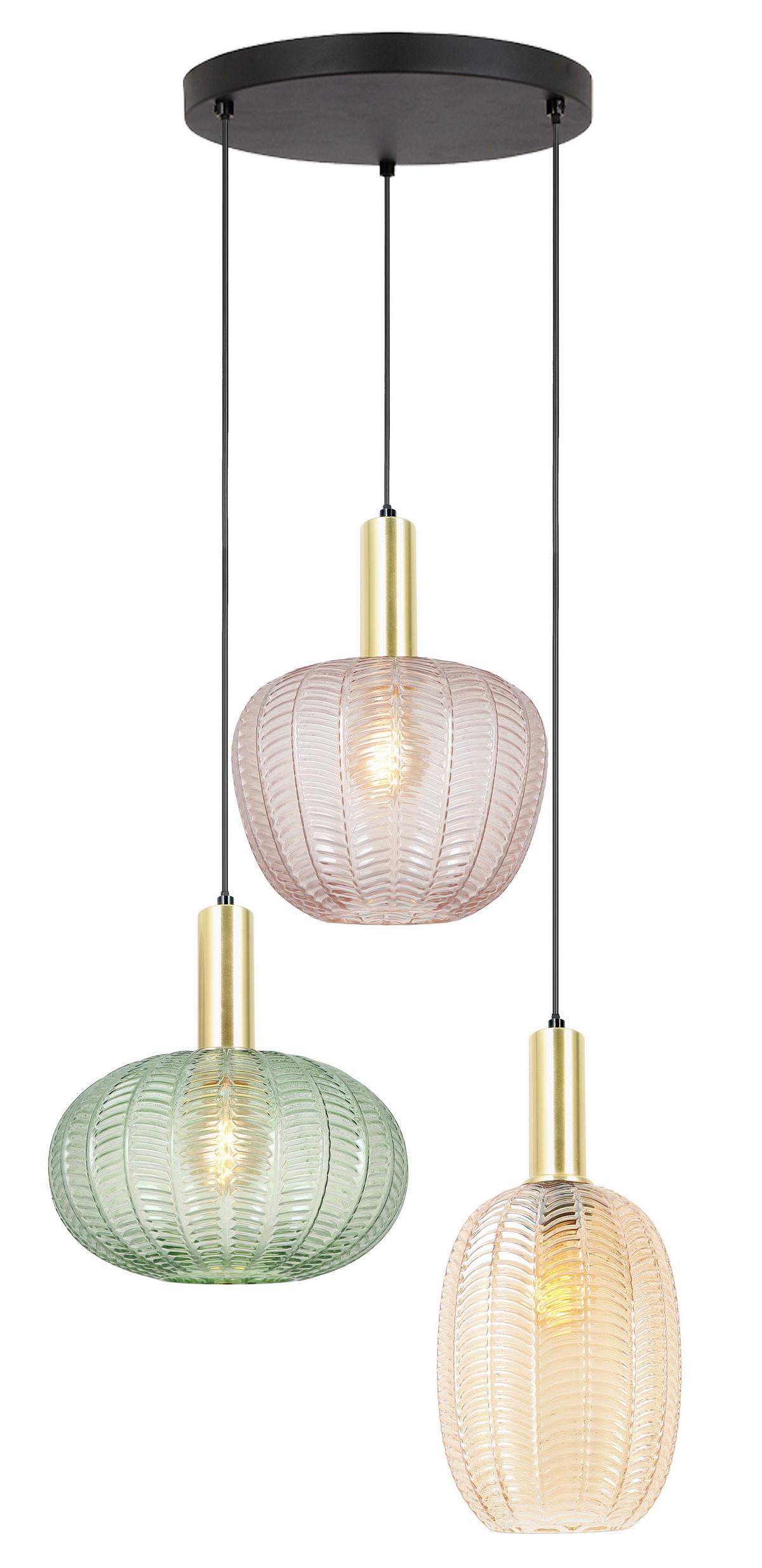 Hängeleuchte Bunti - Pink/Goldfarben, MODERN, Glas/Metall (45/45/120cm)