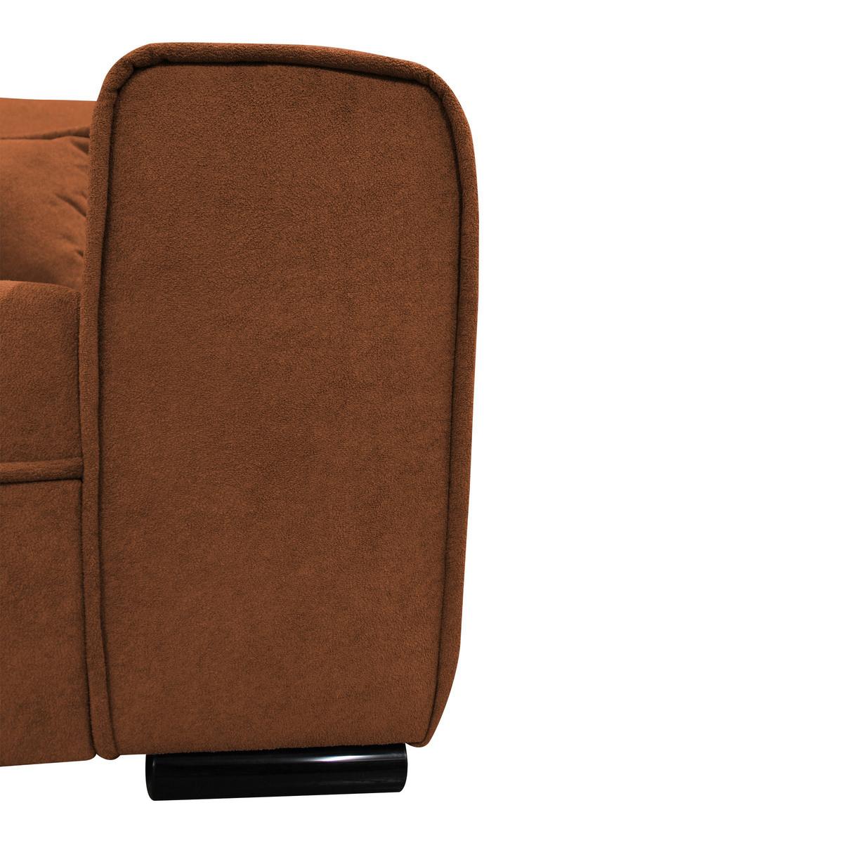 Ecksofa Classic Rostfarben 175x270 cm - Rostfarben/Schwarz, Design, Textil (175/270cm) - MID.YOU