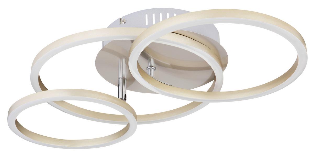 LED-Deckenleuchte Kendy L: 50 cm - Weiß/Nickelfarben, Basics, Kunststoff/Metall (50/30/9,5cm) - Globo