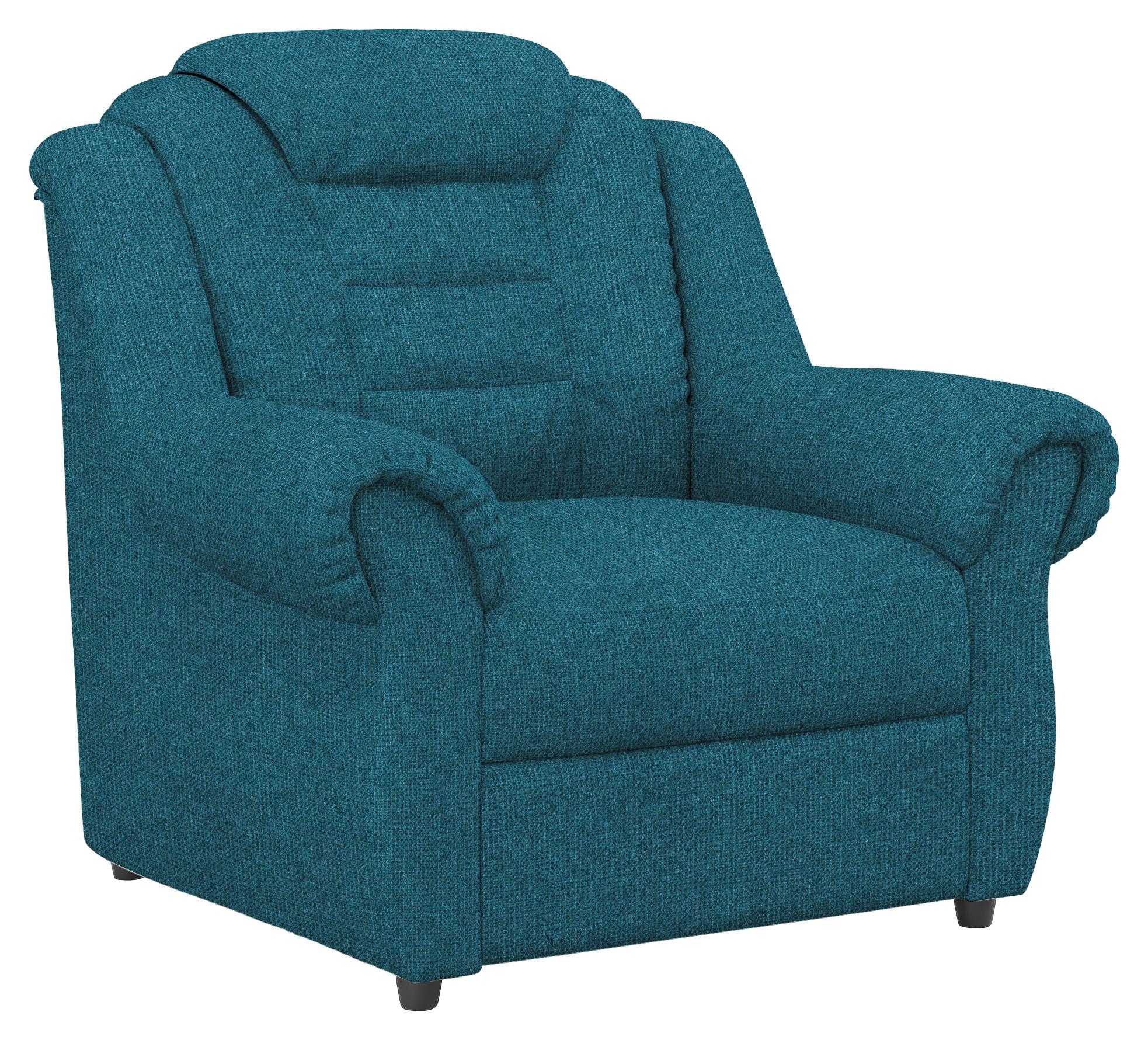 Polstersessel Boston Blau Chenille - Blau/Schwarz, KONVENTIONELL, Textil (104/102/101cm) - Livetastic