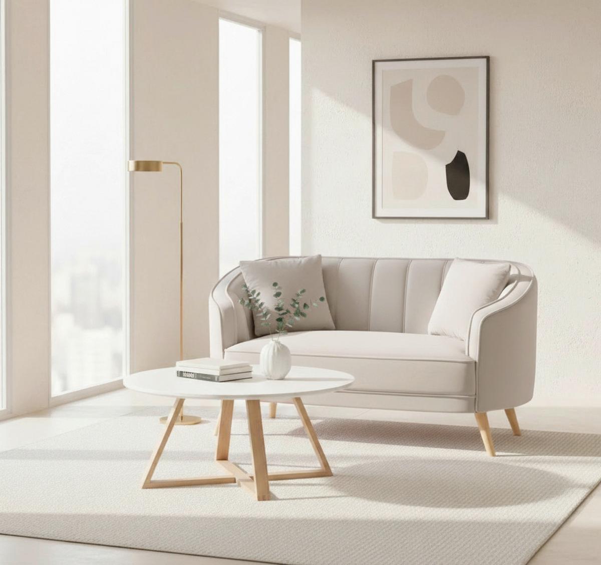 Pohovka HOPE béžová - prírodná farba/sivobéžová, Modern, drevo/textil (141/77/73cm) - Bessagi Home