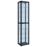 Vitrine Kavisa Schwarz B: 50 cm mit 6 Einlegeböden - Schwarz, MODERN, Glas/Holzwerkstoff (50/227/38cm) - MID.YOU