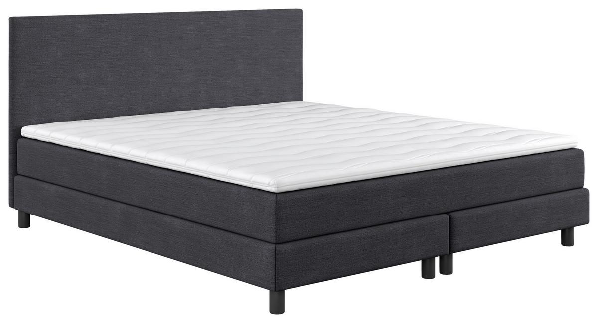 Boxbett mit Topper Andorra 140x200 cm Dunkelblau - Schwarz/Dunkelblau, MODERN, Holz/Holzwerkstoff (140/200cm) - MID.YOU