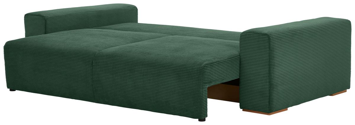 Schlafsofa Vouge Grün Bettkasten, B: 255 Cm - Buchefarben/Schwarz, KONVENTIONELL, Textil (255/86/123cm) - Livetastic