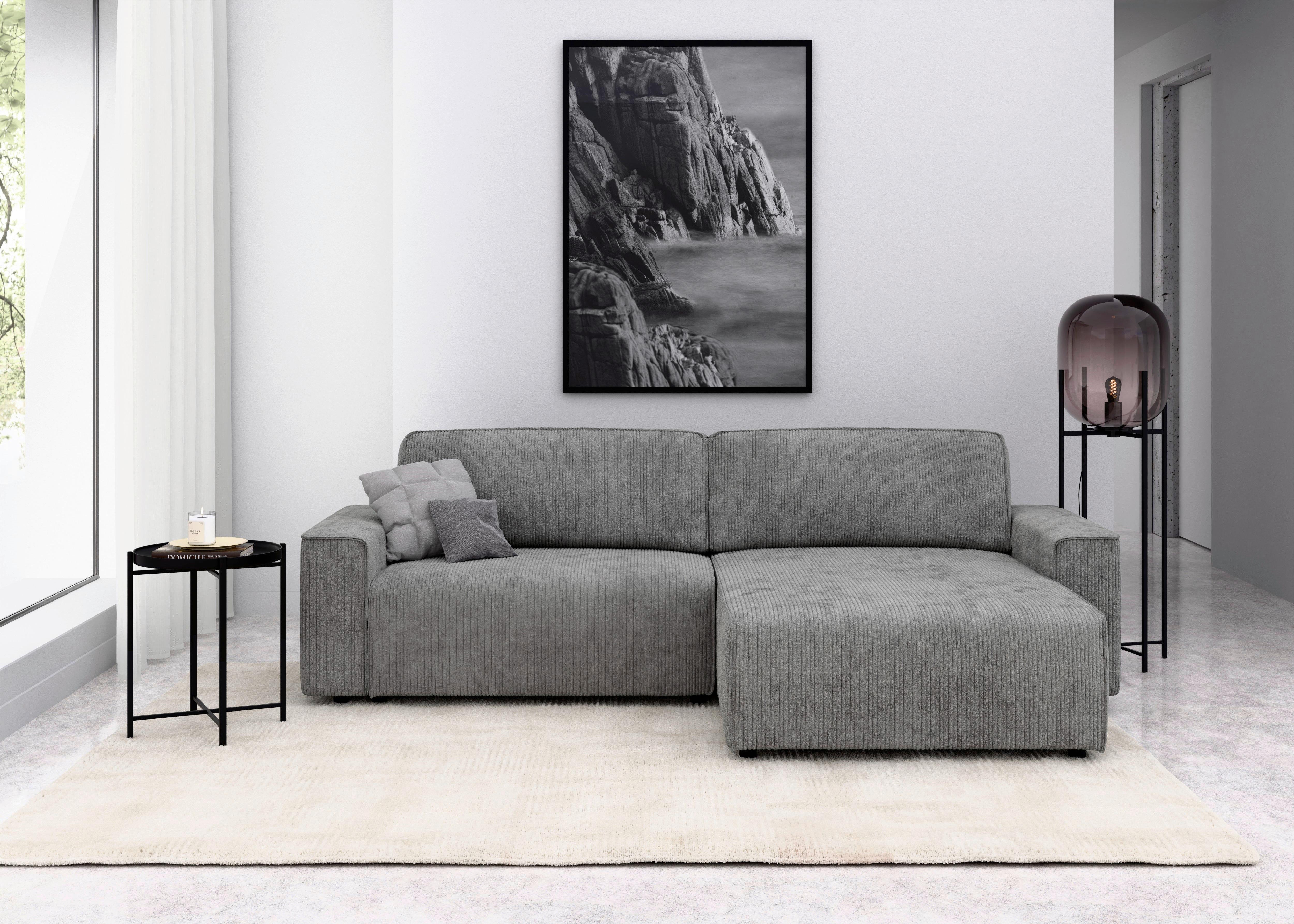 Ecksofa Chance, Hellgrau S: 265x164 cm - Hellgrau/Schwarz, MODERN, Textil (265/164cm) - Trendmanufaktur