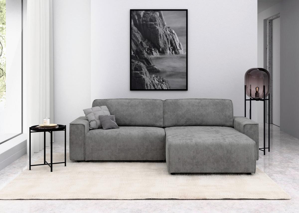 Ecksofa Chance, Hellgrau S: 265x164 cm - Hellgrau/Schwarz, MODERN, Textil (265/164cm) - Trendmanufaktur