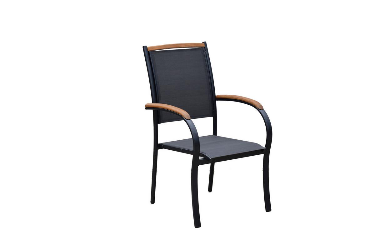 Gartentischgruppe Siena 7-Tlg. Aus Akazie, Tisch ausziehbar - Graphitfarben/Grau, KONVENTIONELL, Holz/Textil - Gardenson